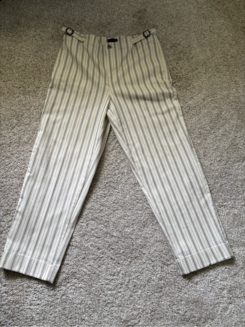 Talbots striped straight ankle jeans adjustable side tabs sz 10